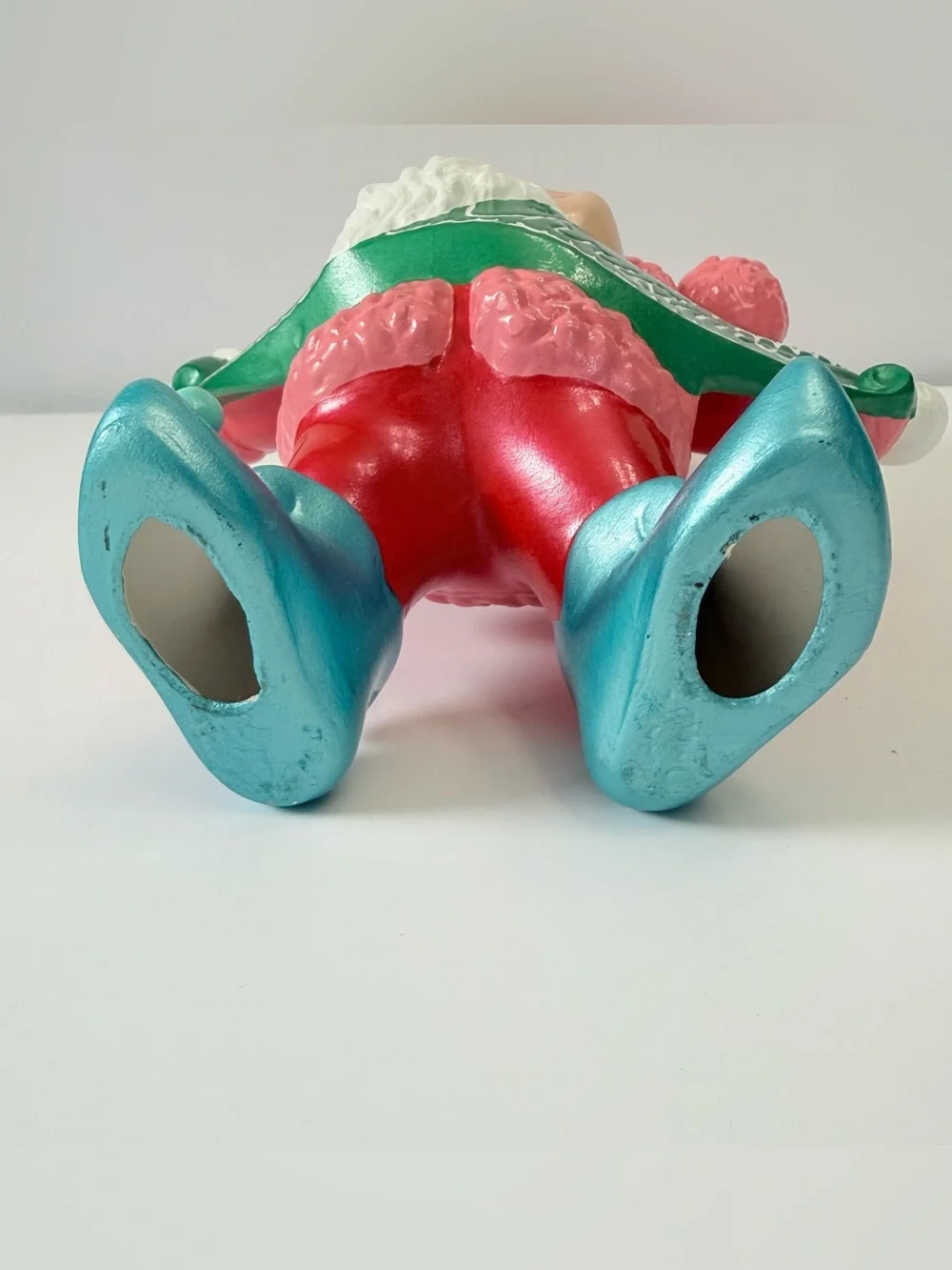 Vintage Atlantic Mold Santa Elf Merry Christmas Pink Turquoise Ceramic 11” Rare